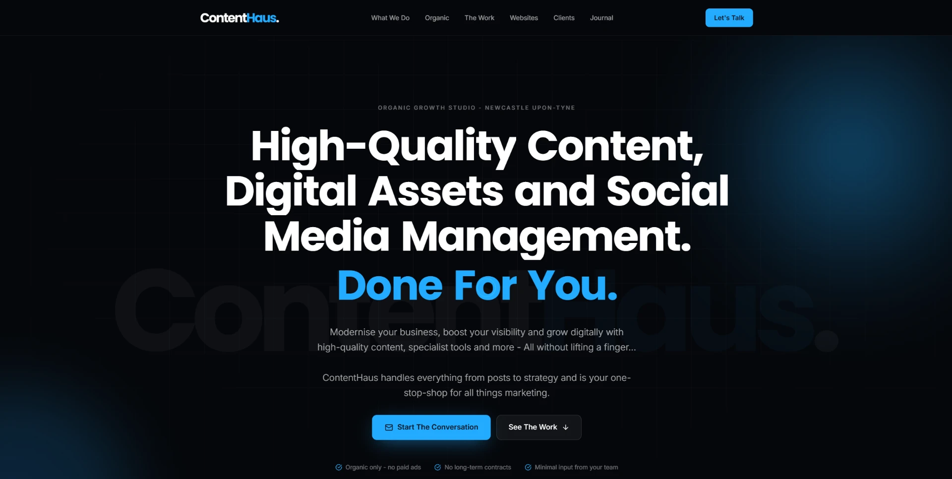 ContentHaus website hero